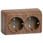 Розетка 2-м ОП Октава РСш22-3-ОД 16А IP20 с заземл. защ. шторки дуб GENERICA ERO24-K04-16-DC