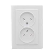 Розетка 2-м СП Минск 10А IP20 без заземл. защ. шторки бел. Basic EKF ERR10-102-100