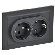 Розетка 2-м СП BRITE РС12-3-БрГ 16А в сборе с заземл. без защ. шторок графит IEK BR-R21-16-K53-F
