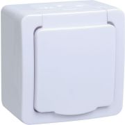 Розетка 1-м ОП Гермес Plus РСб20-3-ГПБб 16А IP54 с заземл. с крышкой бел. IEK ERMP12-K01-16-54-EC